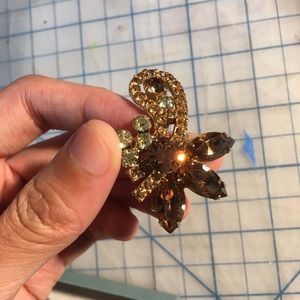 Vintage Brown and Gold Clip on Earrings
